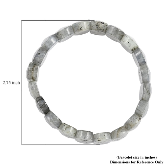 Malagasy Labradorite ✦ Beaded Stretch Bracelet ✦ Sterling Silver 225.00 CTW - Picture 8 of 12